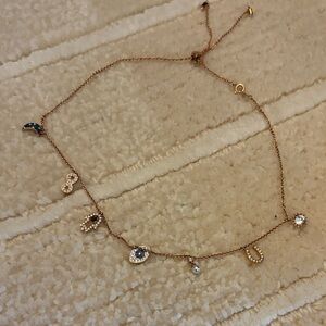 Swarovski rose gold good luck charm adjustable necklace- new in box never worn